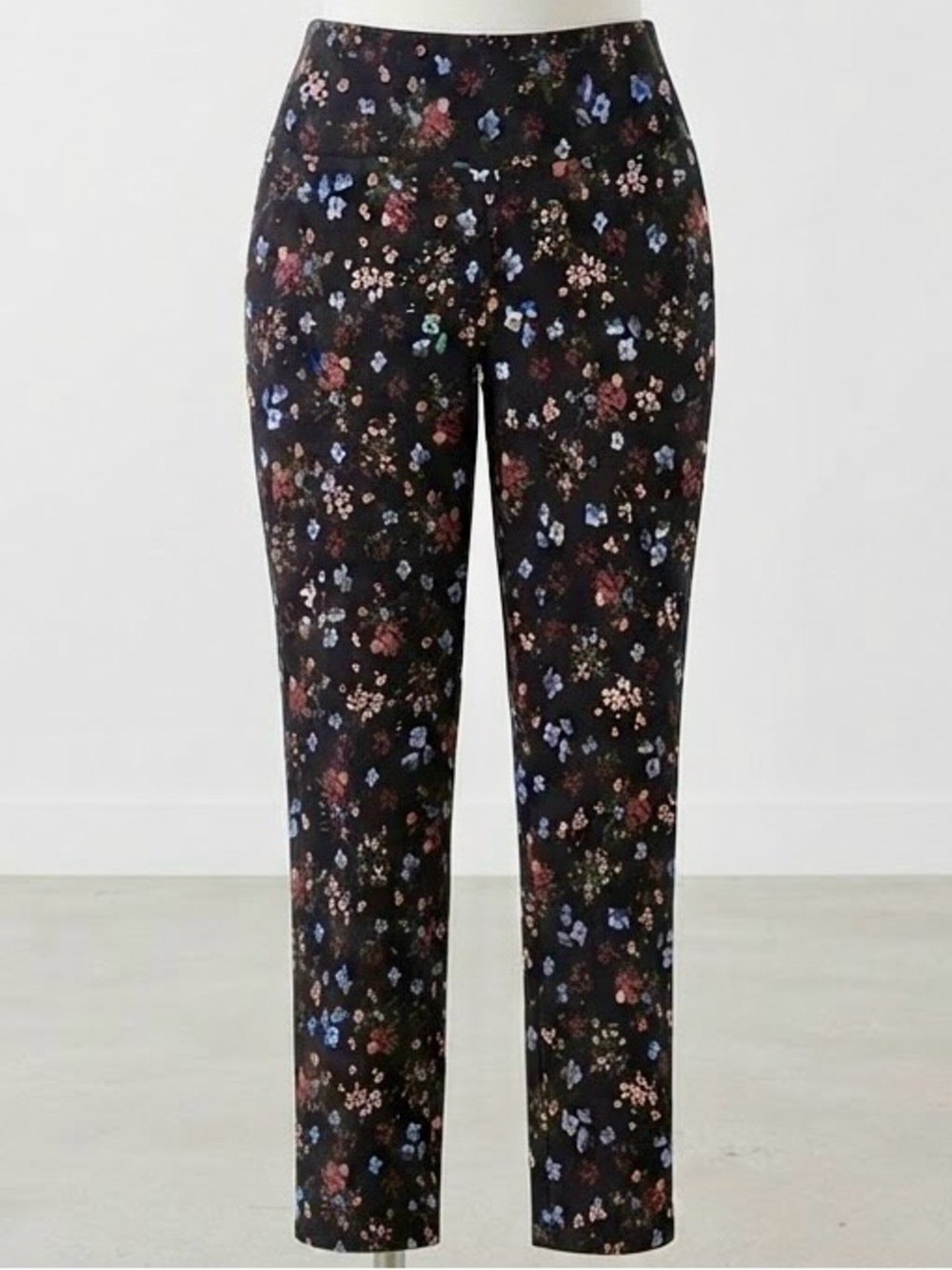 Jules & Leopold| Navy Stretch Ankle Trousers w/a Pink & Blue Floral Print Sz M